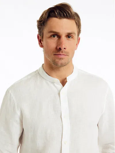 Frescobol Carioca Jorge Grandad-collar Linen Shirt In Ivory