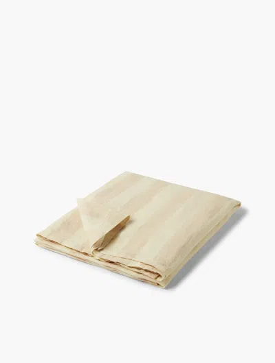 Frescobol Carioca Row Large Stripe Linen Beach Towel In Sand Dune & Off White