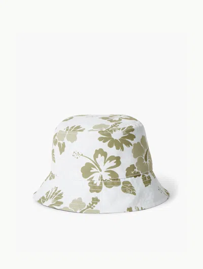 Frescobol Carioca Leandro Petala Bucket Hat In White & Jungle Green