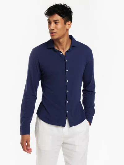 Frescobol Carioca Row Marcio Jersey Shirt In Navy-blue