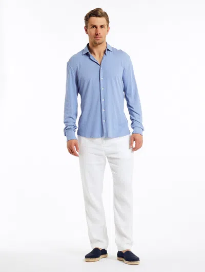 Frescobol Carioca Row Marcio Jersey Shirt In Slate Blue