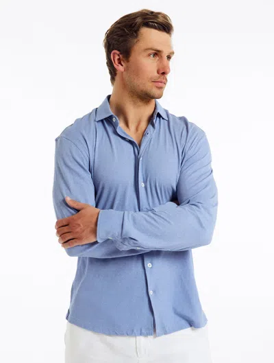 Frescobol Carioca Row Marcio Jersey Shirt In Slate Blue