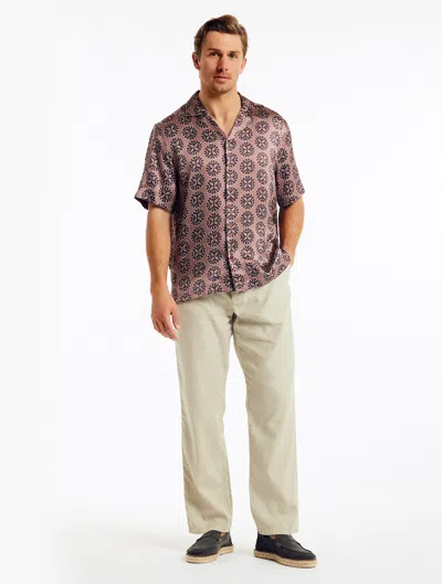 Frescobol Carioca Medalhao Roberto Silk Shirt In Mauve & Garnet