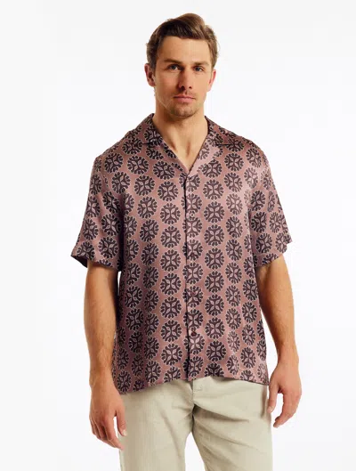 Frescobol Carioca Medalhao Roberto Silk Shirt In Mauve & Garnet