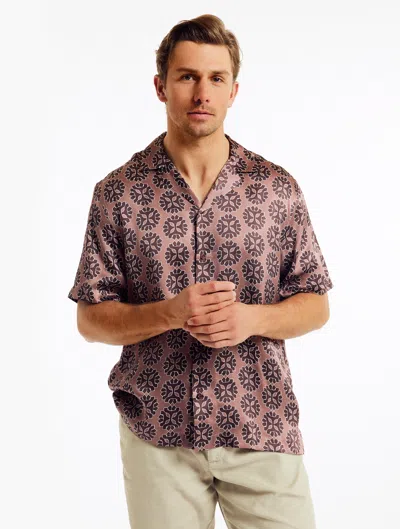 Frescobol Carioca Medalhao Roberto Silk Shirt In Mauve & Garnet
