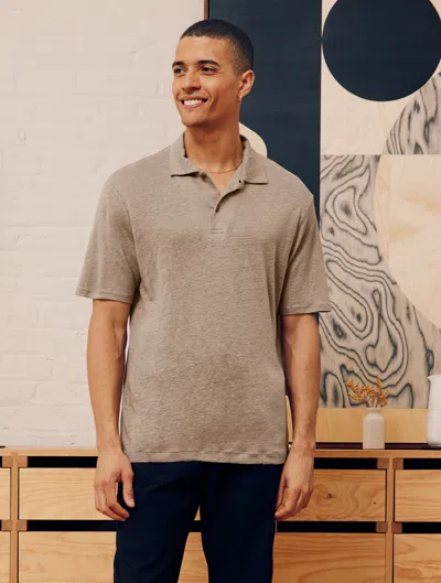 Frescobol Carioca Mello Linen Polo In Truffle