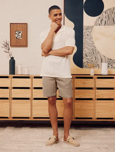 Frescobol Carioca Mello Linen Polo In Yellow Haze