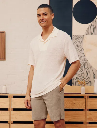 Frescobol Carioca Mello Linen Polo In Yellow Haze