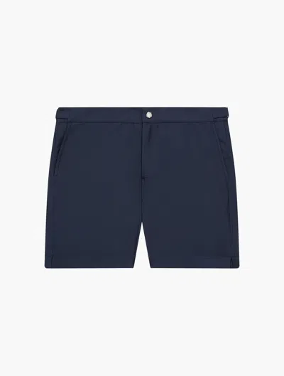 Frescobol Carioca Micro Jacquard Rio Tailored Swim Shorts In Navy