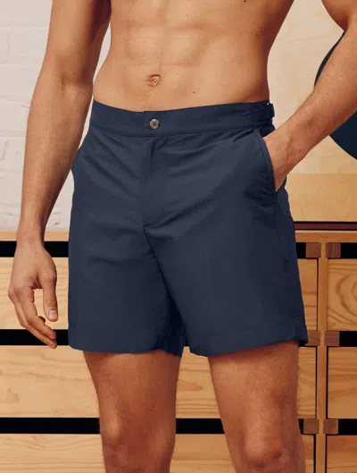 Frescobol Carioca Micro Jacquard Rio Tailored Swim Shorts In Navy