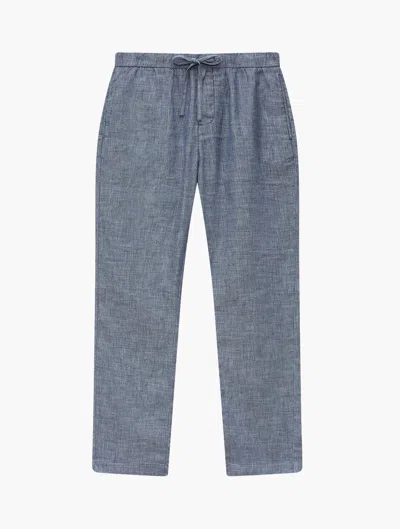 Frescobol Carioca Row Oscar Linen Trousers In Melange Navy Blue