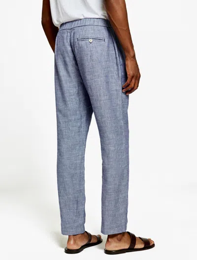 Frescobol Carioca Row Oscar Linen Trousers In Melange Navy Blue