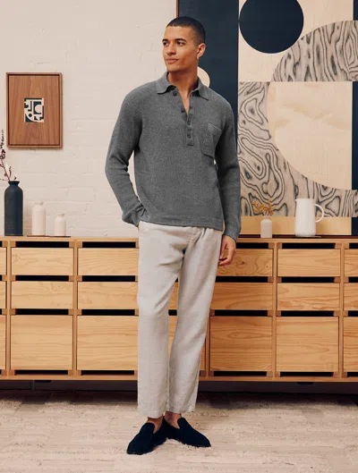 Frescobol Carioca Row Oscar Linen Trousers In Light Melange Grey