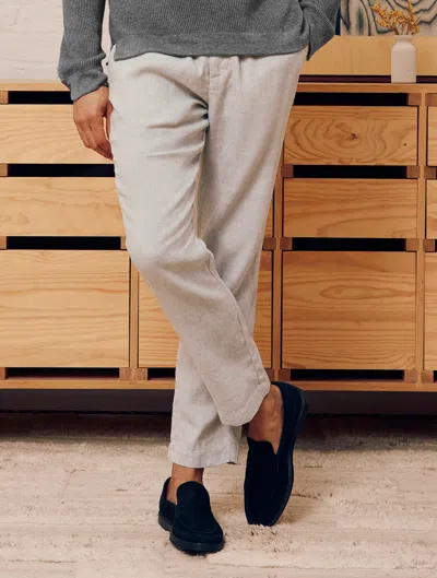 Frescobol Carioca Row Oscar Linen Trousers In Light Melange Grey