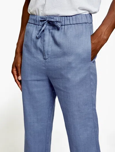 Frescobol Carioca Row Oscar Linen Trousers In Slate Blue