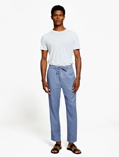 Frescobol Carioca Row Oscar Linen Trousers In Slate Blue