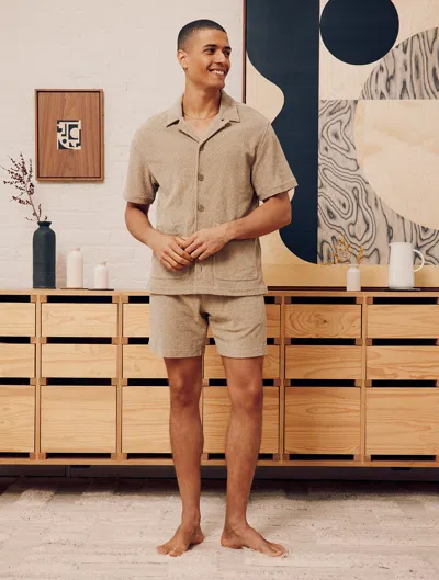 Frescobol Carioca Paco Copacabana Jacquard Terry Shirt In Truffle