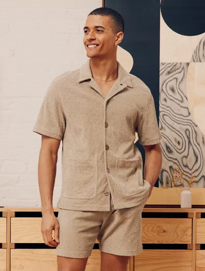 Frescobol Carioca Paco Copacabana Jacquard Terry Shirt In Truffle