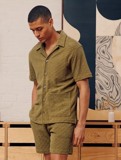 Frescobol Carioca Paco Terry Cotton Shirt In Spinach