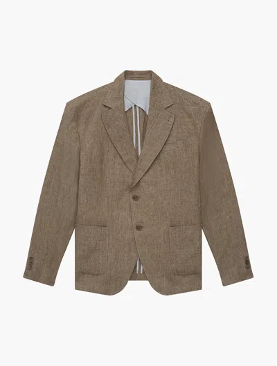 Frescobol Carioca Paulo Linen Blazer In Dark Truffle