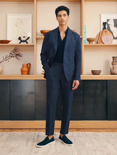 Frescobol Carioca Paulo Linen Blazer In Navy