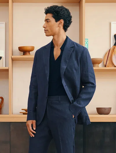 Frescobol Carioca Paulo Linen Blazer In Navy