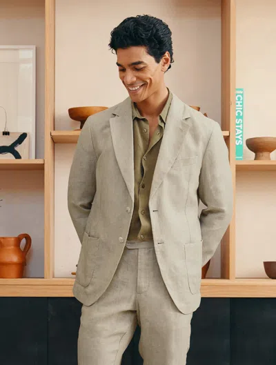Frescobol Carioca Paulo Linen Blazer In Spinach