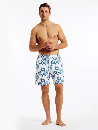 Frescobol Carioca Petala Board Swim Shorts In White & Summer Night