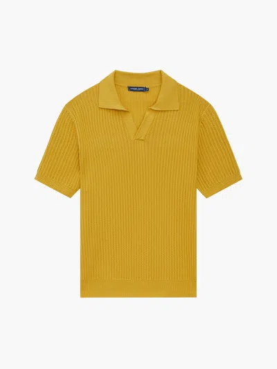 Frescobol Carioca Ribbed-knit Cotton Polo Shirt In Lemon