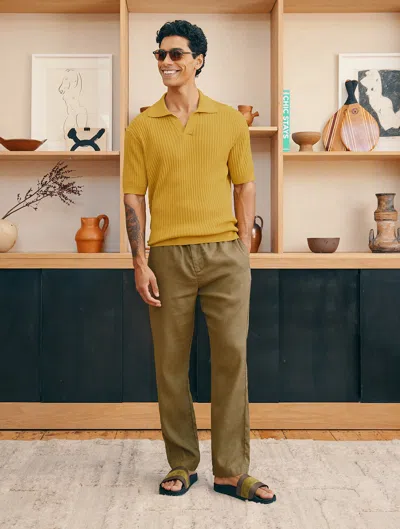 Frescobol Carioca Ribbed-knit Cotton Polo Shirt In Lemon