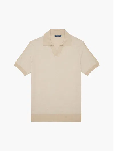 Frescobol Carioca Rino Knit Polo In Marble Stone