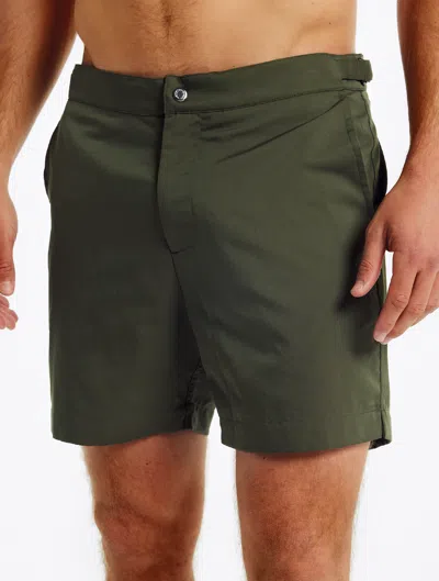 Frescobol Carioca Rio Slim-fit Mid-length Recycled Swim Shorts In Botanical Green