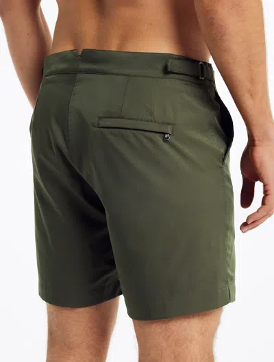 Frescobol Carioca Rio Slim-fit Mid-length Recycled Swim Shorts In Botanical Green