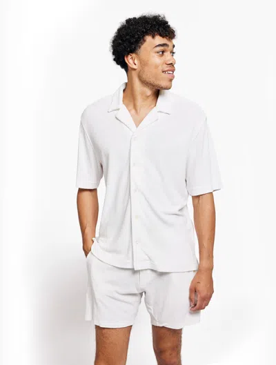 Frescobol Carioca Roberto Terry Cotton Shirt In Ivory