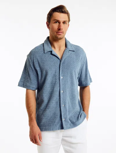 Shop Frescobol Carioca Roberto Terry Cotton Shirt In Summer Night