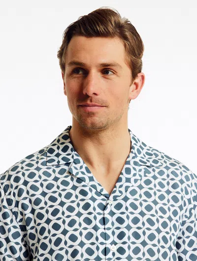 Frescobol Carioca Roberto Weave Lyocell Shirt In Summer Night & Silver White
