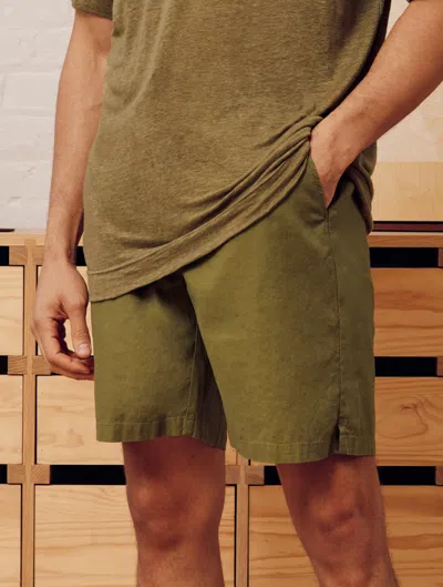 Frescobol Carioca Sergio Straight-leg Cotton-blend Seersucker Drawstring Shorts In Spinach