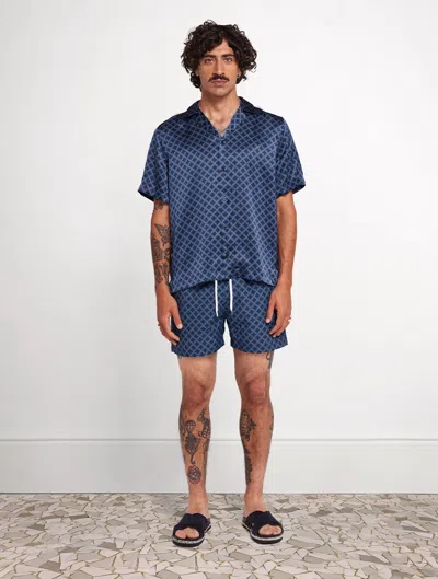 Frescobol Carioca Treliça Roberto Silk Shirt In Navy & White