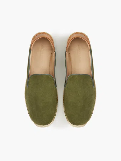 Frescobol Carioca Veluso Suede Espadrilles In Olive & Tan