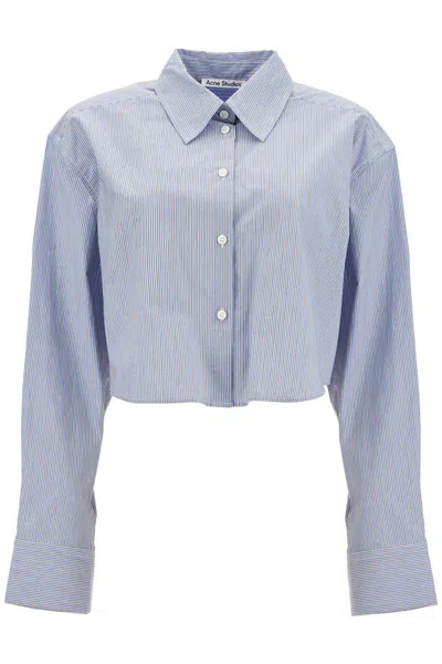 Acne Studios Blue & White Jacquard Pinstripe Shirt In Blue