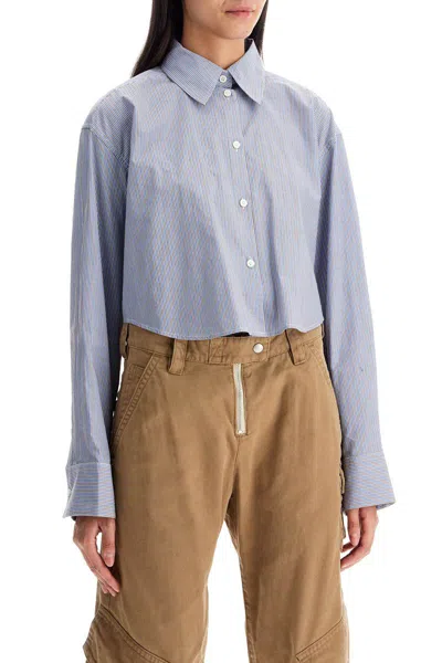 Acne Studios Blue & White Jacquard Pinstripe Shirt In Blue