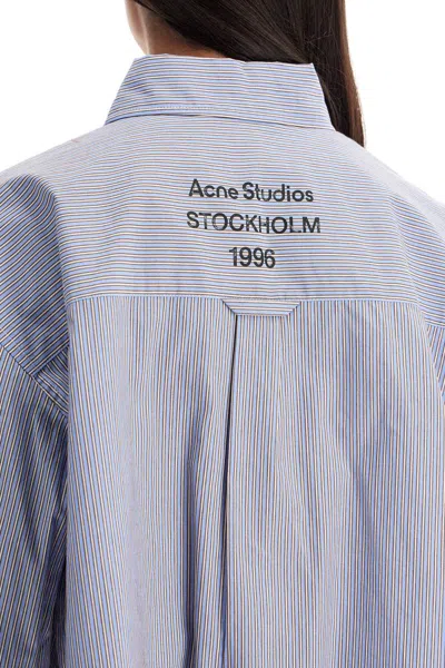 Acne Studios Blue & White Jacquard Pinstripe Shirt In Blue