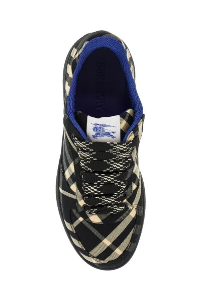 Shop Burberry Terrace Check Sneakers In Black