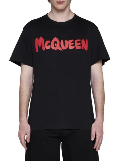 Shop Alexander Mcqueen T-shirts And Polos In Black