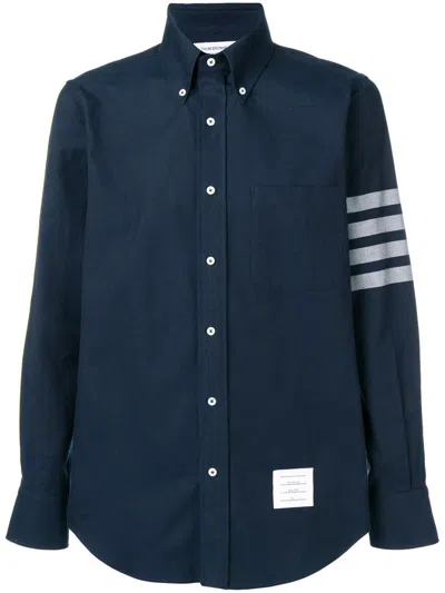 Shop Thom Browne 4bar Cotton Shirt In Blue