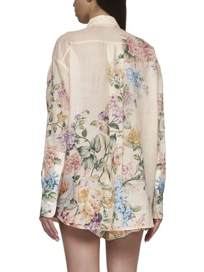 Shop Zimmermann Shirts In Cream Watercolour Floral