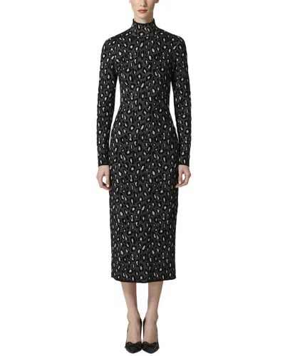 Carolina Herrera Turtleneck Column Silk-blend Midi Dress In Black
