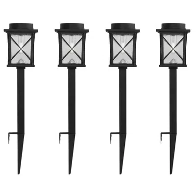 Quikfurn 4-pack - Black Solar Led Light Set - Outdoor Path Yard Lighting