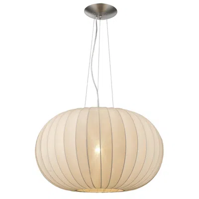 Homezia Shanghai 1-light Brushed Nickel Pendant With Sheer Pearl Ribbon Shade