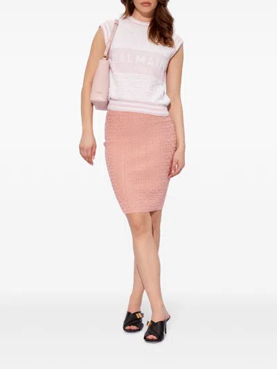 Balmain Monogram Wool And Cotton-blend Knitted Top